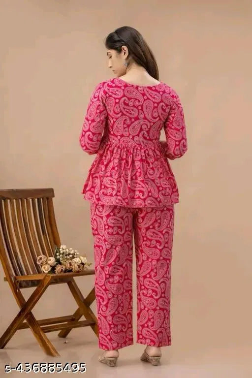 Women’s Pink Printed Co-Ord Set | Stylish Two-Piece Outfit for Casual & Party Wear