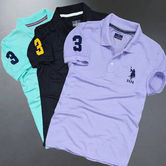 Men’s Polo Neck T-Shirt Pack of 3 | Cotton Blend | Half Sleeve Solid Casual Wear for Men
